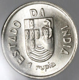 1935 NGC MS 65 India 1 Rupia Goa Portugal Colony Gem Silver Coin (25042502C)