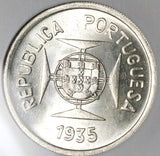 1935 NGC MS 65 India 1 Rupia Goa Portugal Colony Gem Silver Coin (25042502C)