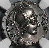 71 BC NGC Ch XF Aquillius Roman Republic Denarius Virtus Sicilia  (24081702C)