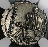 71 BC NGC Ch XF Aquillius Roman Republic Denarius Virtus Sicilia  (24081702C)