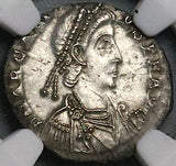 397 NGC MS Arcadius Siliqua Roman Empire Roma Milan Mint Silver MDPS (25020902C)