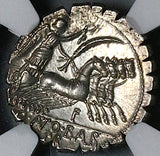 83 BC NGC Ch AU Balbus Roman Republic Denarius Serratus Victory Quadriga Historic Anti-Sulla Coin (25082701C)