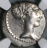 46 BC NGC XF Carisius Roman Imperatorial Denarius Sphinx Aphrodisian Sibyl (24091501C)