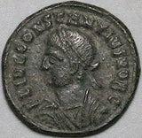 325 Constantius II AE3 Nummus Roman Empire Campgate Heraclea Ch VF (25012505R)