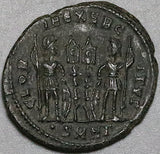 330 Constantius II AE3 Roman Empire Soldiers Legionary Standards XF (25012502R)