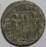 330 Constantius II AE3 Roman Empire Soldiers Legionary Standards Thessalonica Mint VF (24122302R)