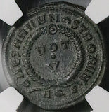 320 NGC Ch VF Crispus AE3 Nummus Roman Empire Vot V Aquileia Mint (25053002C)