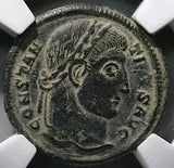 328 NGC XF Constantine I Nummus AE3 Roman Empire Campgate Siscia (25082302C)