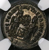 319 NGC Ch XF Constantine I Great Nummus AE3 Roman Empire Victories Altar Sisca Mint (25040501C)