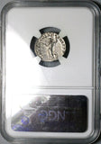 92 NGC AU Domitian Roman Empire Denarius Minerva Thunderbolt Spear Shield 4/5 5/5 (25100402C)
