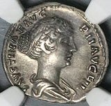 145 NGC Ch VF Faustina Jr Roman Empire Denarius Venus Dolphin Coin (25101204C)