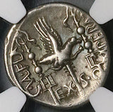 82 BC NGC Ch VF Flaccus Roman Republic Denarius Winged Victory Legionary Eagle (25081401C)