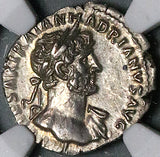 118 NGC Ch XF Hadrian Roman Empire Denarius Aeternitas COS DES III (23101401C)