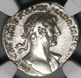 118 Hadrian NGC Ch VF Roman Empire Denarius Pax Superb Portrait (25080102C)