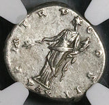 118 Hadrian NGC Ch VF Roman Empire Denarius Pax Superb Portrait (25080102C)