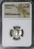 118 Hadrian NGC Ch VF Roman Empire Denarius Pax Superb Portrait (25080102C)