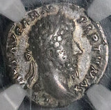 166 NGC VF Lucius Verus Roman Empire AR Denarius Pax Marcus Aurelius (25102601C)
