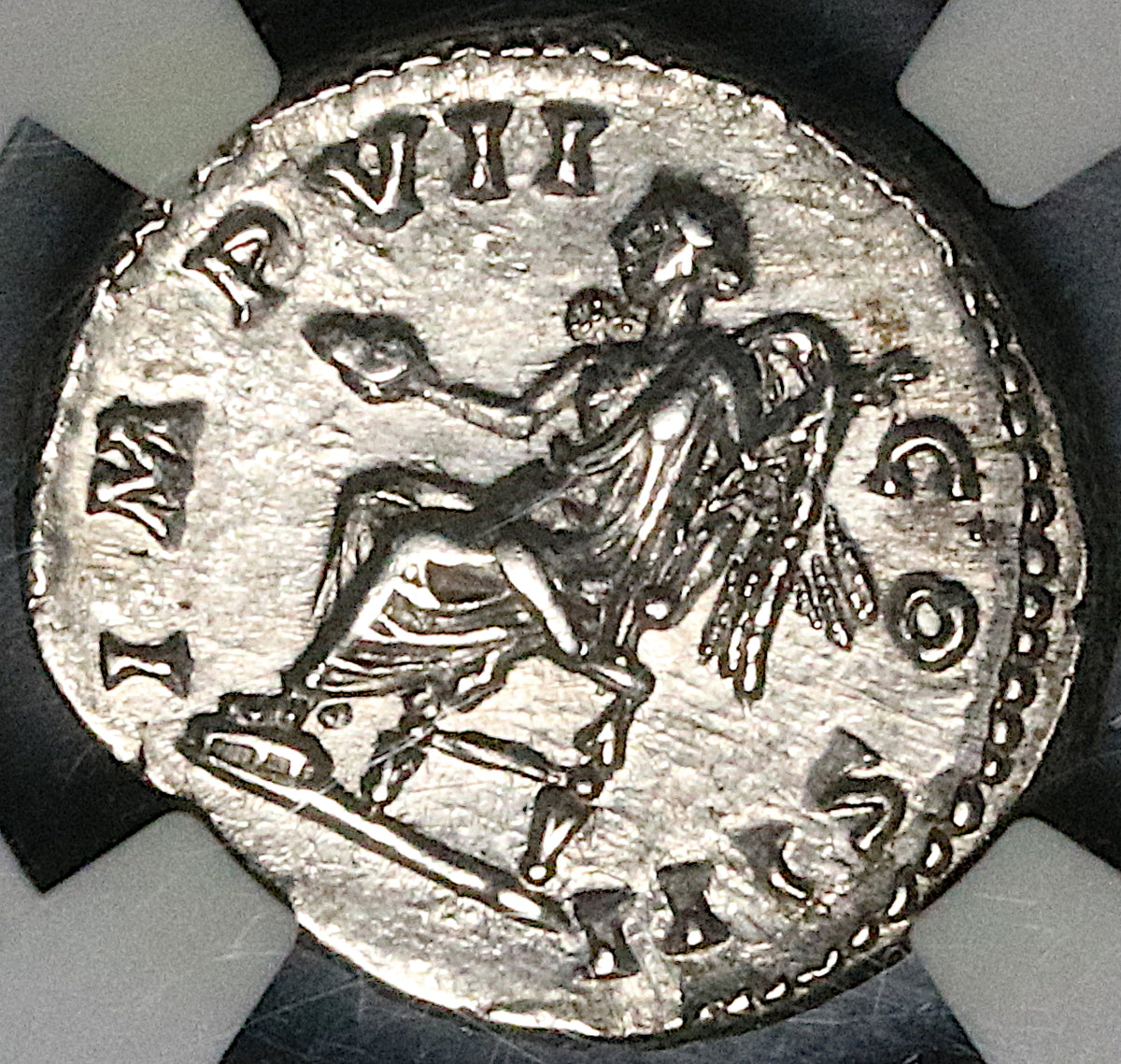 174 NGC Ch XF Marcus Aurelius Denarius Roman Empire Victory IMP