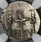 32 BC NGC AU Marc Antony Denarius Legion XV Roman Imperatorial War Galley (23060701C)