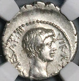42 BC NGC Ch VF Octavian Roman Imperatorial Denarius Julius Caesar's Curule Chair (24082802C)