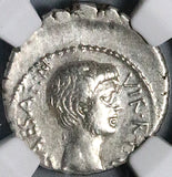 42 BC NGC Ch VF Octavian Roman Imperatorial Denarius Julius Caesar's Curule Chair (24082802C)