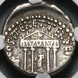 36 BC NGC Ch F Octavian Roman Imperatorial Denarius Temple Divo Julius Caesar (25041202C)