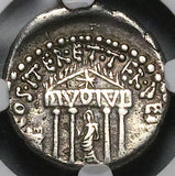 36 BC NGC Ch F Octavian Roman Imperatorial Denarius Temple Divo Julius Caesar (25041202C)