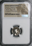 36 BC NGC Ch F Octavian Roman Imperatorial Denarius Temple Divo Julius Caesar (25041202C)