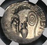 37 BC NGC XF Octavian Roman Imperatorial Denarius Priestly Implements (25051901D)