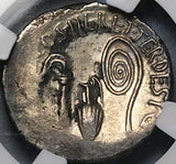37 BC NGC XF Octavian Roman Imperatorial Denarius Priestly Implements (25051901D)