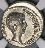 37 BC NGC XF Octavian Roman Imperatorial Denarius Priestly Implements (24082801C)