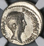 37 BC NGC XF Octavian Roman Imperatorial Denarius Priestly Implements (24082801C)