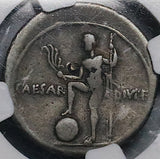 30 BC NGC F Octavian Roman Imperatorial Denarius Actium Naval Victory Neptune (25061301C)