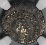 42 BC NGC VF Octavian Lepidus Roman Imperatorial 2nd Triumvirate Denarius (25042101C)
