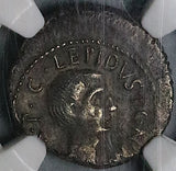 42 BC NGC VF Octavian Lepidus Roman Imperatorial 2nd Triumvirate Denarius (25042101C)