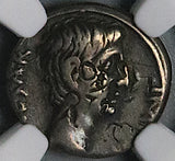 29 BC NGC Ch F Augustus Roman Empire Quinarius Recapture Asia Anthony Cleopatra (24071401D)