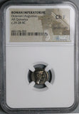 29 BC NGC Ch F Augustus Roman Empire Quinarius Recapture Asia Anthony Cleopatra (24071401D)