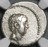 42 BC NGC Ch VF Regulus Roman Imperatorial Denarius Bestiari Gladiators Beasts Arena (24082803C)
