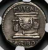 62 BC NGC Ch VF Scribonius Libo Roman Republic AR Denarius Puteal Scribonianum Coinage Hammer (25052202C)