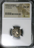 62 BC NGC Ch VF Scribonius Libo Roman Republic AR Denarius Puteal Scribonianum Coinage Hammer (25052202C)