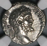 193 NGC Ch XF Septimius Severus Roman Empire Legionary Denarius Rare Legion VIII  (25062602C)