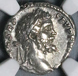 193 NGC Ch XF Septimius Severus Roman Empire Legionary Denarius Rare Legion VIII  (25062602C)