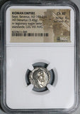 193 NGC Ch XF Septimius Severus Roman Empire Legionary Denarius Rare Legion VIII  (25062602C)