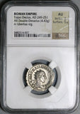 250 NGC AU Trajan Decius Double Denarius Roman Empire Uberitas Fertility Goddess (25031001C)