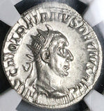 249 NGC AU Trajan Decius Double Denarius Roman Empire Emperor Horseback (23060401C)