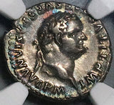 80 NGC Ch VF Titus Denarius Roman Curule Chair Coliseum Pompeii (25090701C)