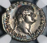 80 NGC Ch VF Titus Denarius Roman Curule Chair Coliseum Pompeii (25090701C)