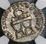 80 NGC Ch VF Titus Denarius Roman Curule Chair Coliseum Pompeii (25090701C)