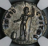 76 NGC Ch XF Titus Denarius Roman Empire Caesar Jupiter Scepter Patera (24082204C)