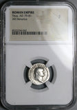 79 NGC F Titus Denarius Roman Quadriga Grain Scarce Coliseum Pompeii (25080901C)